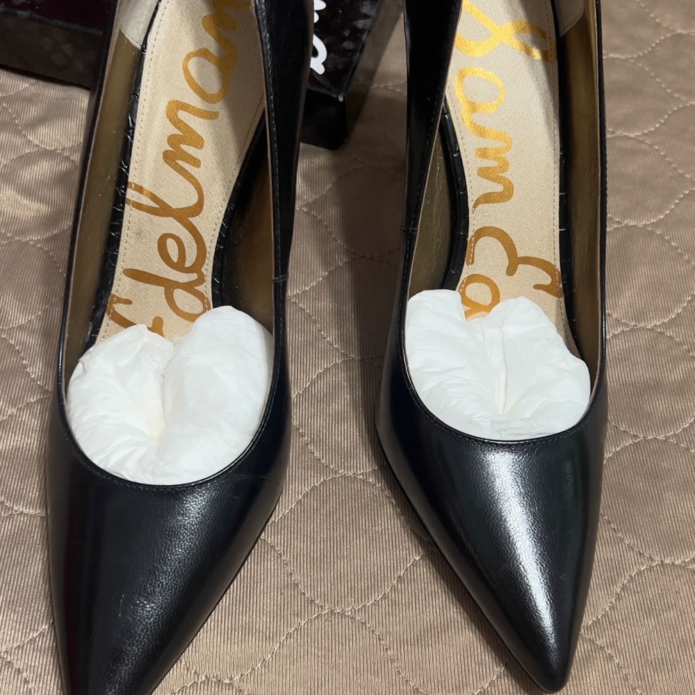 Sam Edelman Black Heels Classic Leather Pumps - Dea Style